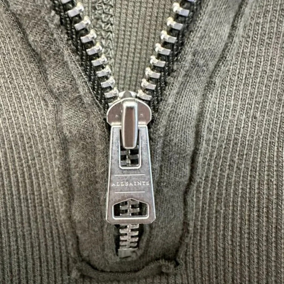 ALLSAINTS Alicia Round Neck 1/4 Zip Long Sleeve Bodysuit Utility Green US 2 - Picture 7 of 14